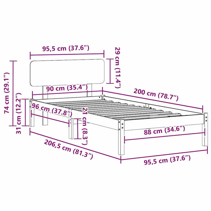 Cadru de pat cu headboard natural 90 x 200 cm - WALTI WALTI
