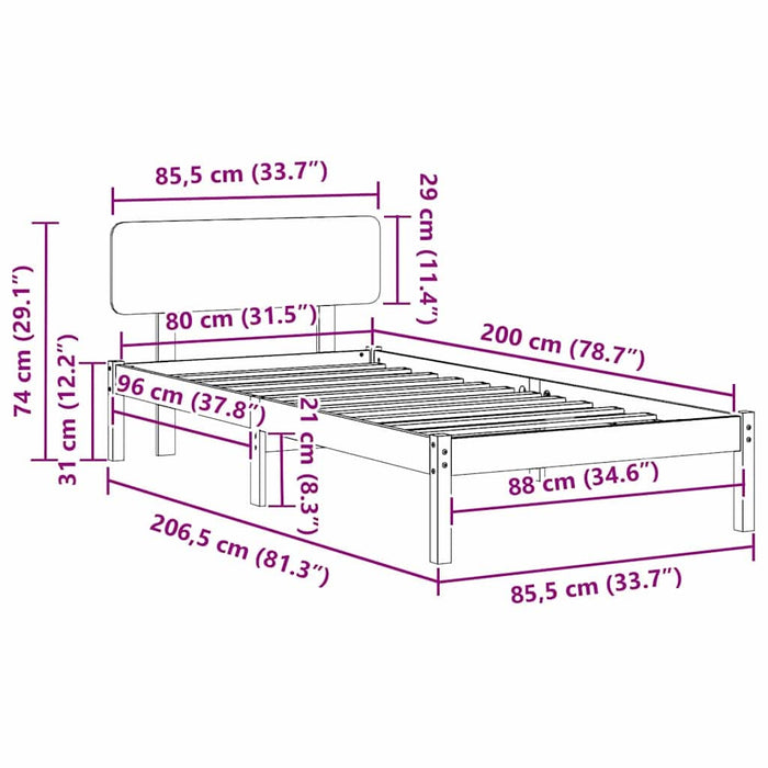 Cadru de pat cu headboard Maroniu cerat 80 x 200 cm - WALTI WALTI