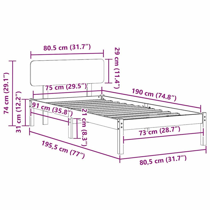 Cadru de pat cu headboard Alb 75 x 190 cm - WALTI WALTI