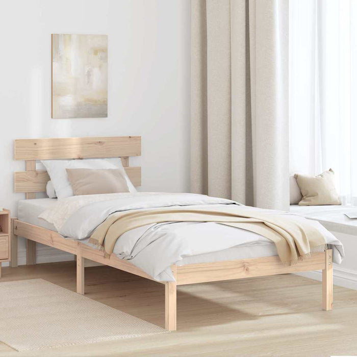 Cadru de pat cu headboard Maro 90 x 190 cm Lemn masiv de pin - WALTI WALTI