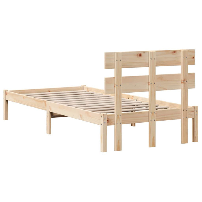 Cadru de pat cu headboard Maro 90 x 190 cm Lemn masiv de pin - WALTI WALTI