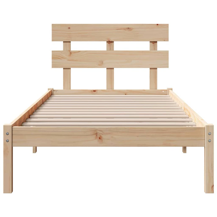 Cadru de pat cu headboard Maro 90 x 190 cm Lemn masiv de pin - WALTI WALTI