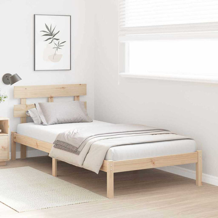Cadru de pat cu headboard Maro 75 x 190 cm Lemn masiv de pin - WALTI WALTI