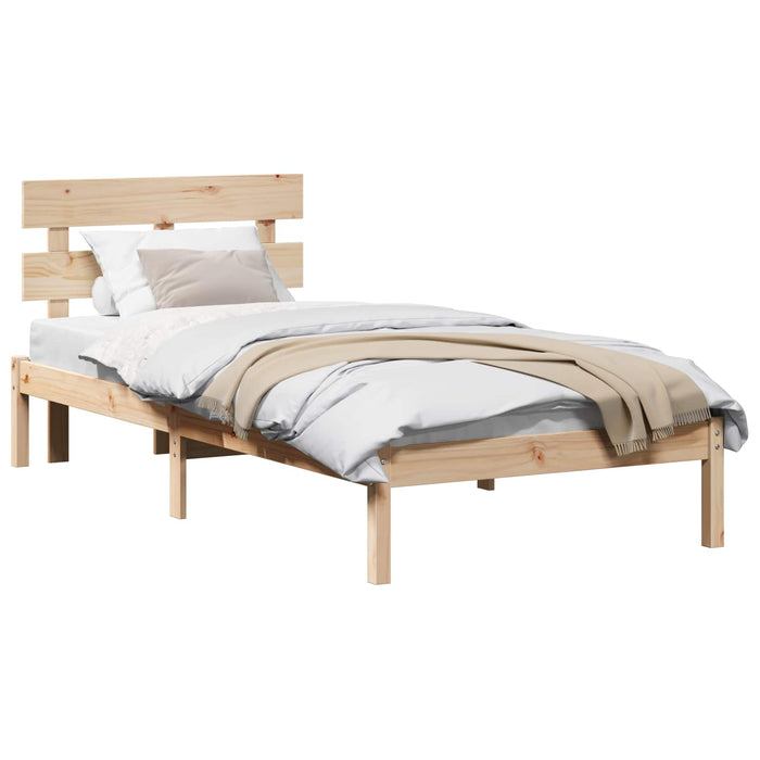 Cadru de pat cu headboard Maro 75 x 190 cm Lemn masiv de pin - WALTI WALTI