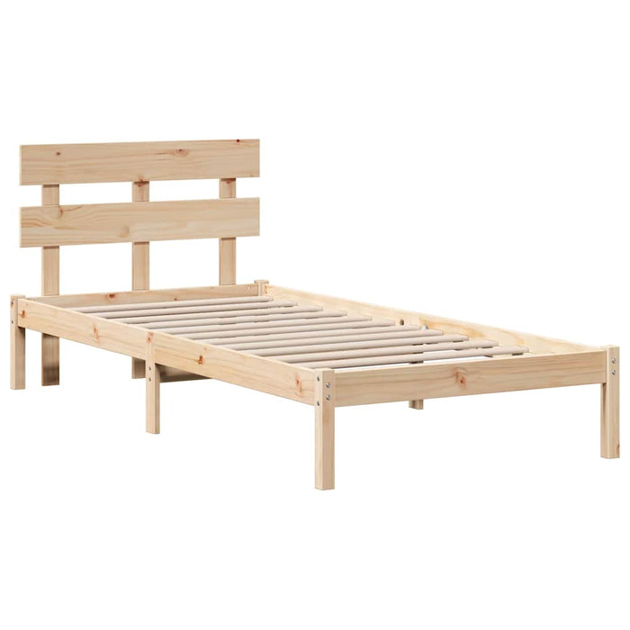 Cadru de pat cu headboard Maro 75 x 190 cm Lemn masiv de pin - WALTI WALTI