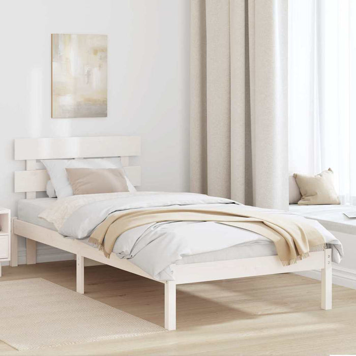 Cadru de pat cu headboard Alb 75 x 190 cm Lemn masiv de pin - WALTI WALTI