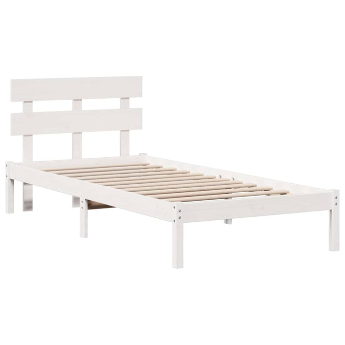 Cadru de pat cu headboard Alb 75 x 190 cm Lemn masiv de pin - WALTI WALTI