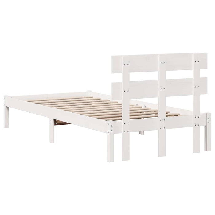 Cadru de pat cu headboard Alb 75 x 190 cm Lemn masiv de pin - WALTI WALTI