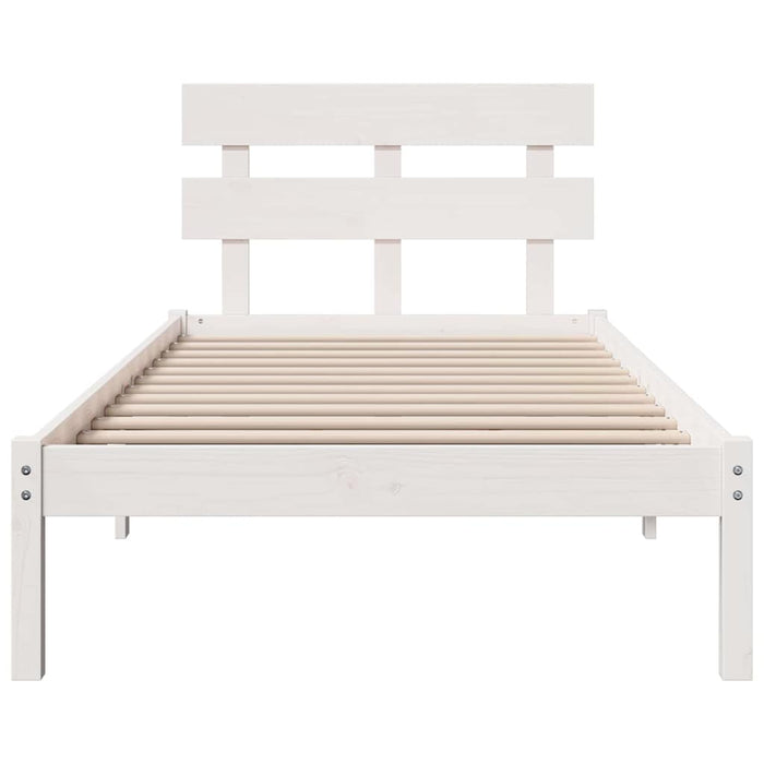 Cadru de pat cu headboard Alb 75 x 190 cm Lemn masiv de pin - WALTI WALTI
