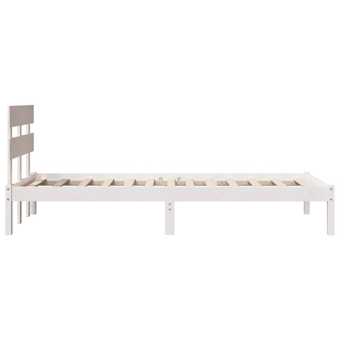 Cadru de pat cu headboard Alb 75 x 190 cm Lemn masiv de pin - WALTI WALTI