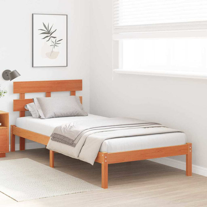 Cadru de pat cu headboard Maro 75 x 190 cm Lemn masiv de pin - WALTI WALTI