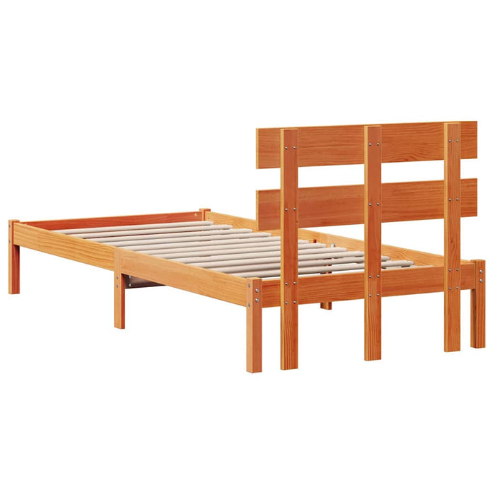 Cadru de pat cu headboard Maro 75 x 190 cm Lemn masiv de pin - WALTI WALTI