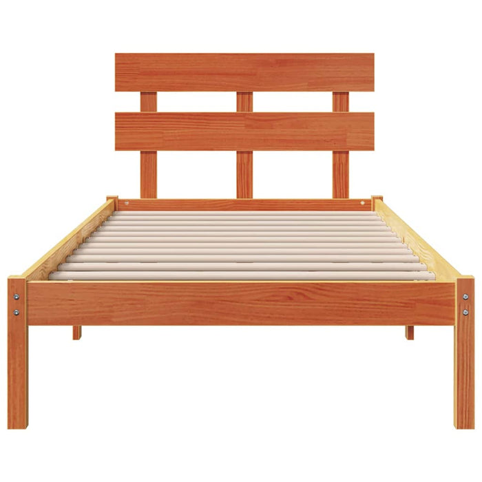 Cadru de pat cu headboard Maro 75 x 190 cm Lemn masiv de pin - WALTI WALTI