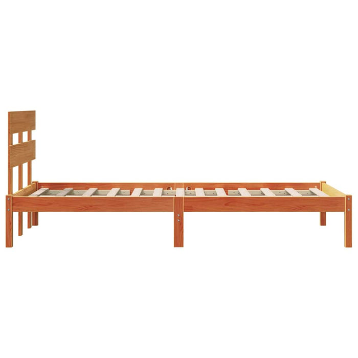 Cadru de pat cu headboard Maro 75 x 190 cm Lemn masiv de pin - WALTI WALTI