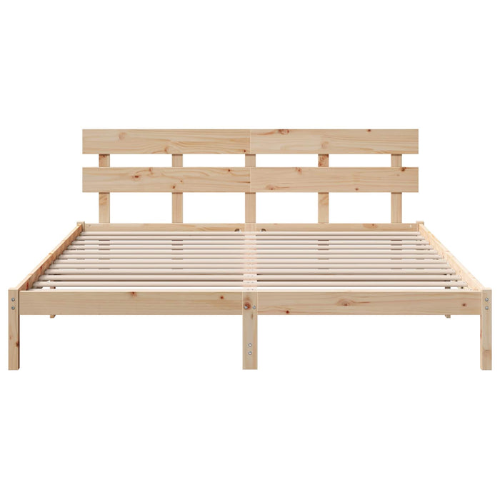 Cadru de pat cu headboard Maro 200 x 200 cm Lemn masiv de pin - WALTI WALTI
