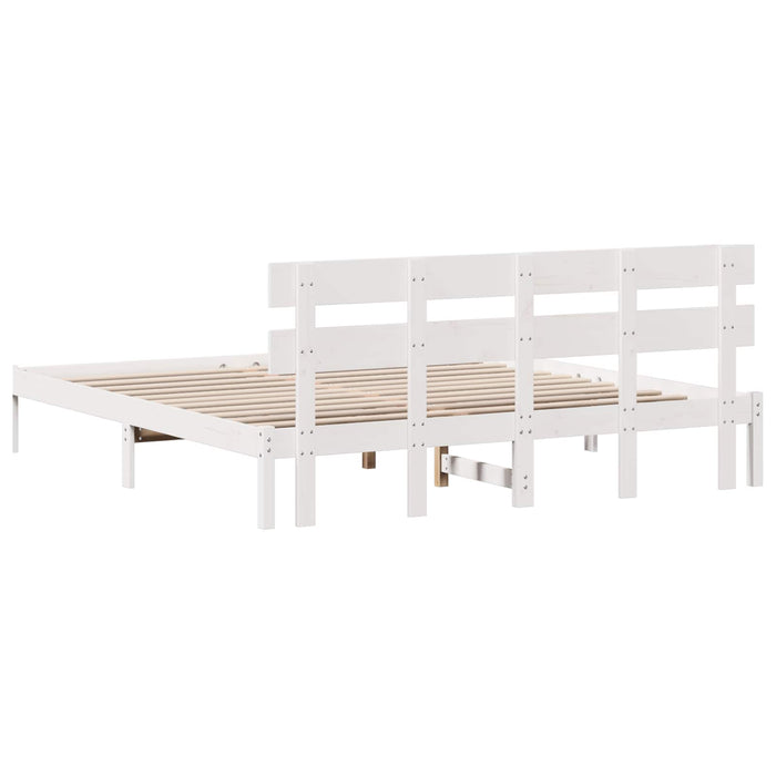 Cadru de pat cu headboard Alb 200 x 200 cm Lemn masiv de pin - WALTI WALTI