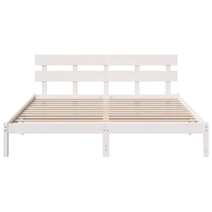 Cadru de pat cu headboard Alb 200 x 200 cm Lemn masiv de pin - WALTI WALTI