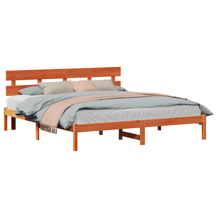 Cadru de pat cu headboard Maro 200 x 200 cm Lemn masiv de pin - WALTI WALTI