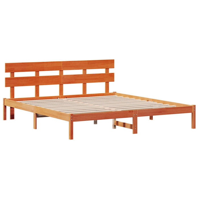 Cadru de pat cu headboard Maro 200 x 200 cm Lemn masiv de pin - WALTI WALTI