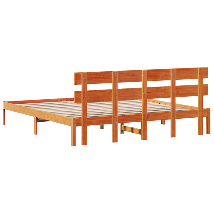 Cadru de pat cu headboard Maro 200 x 200 cm Lemn masiv de pin - WALTI WALTI