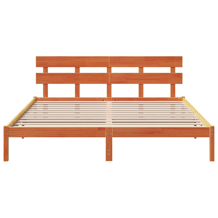 Cadru de pat cu headboard Maro 200 x 200 cm Lemn masiv de pin - WALTI WALTI