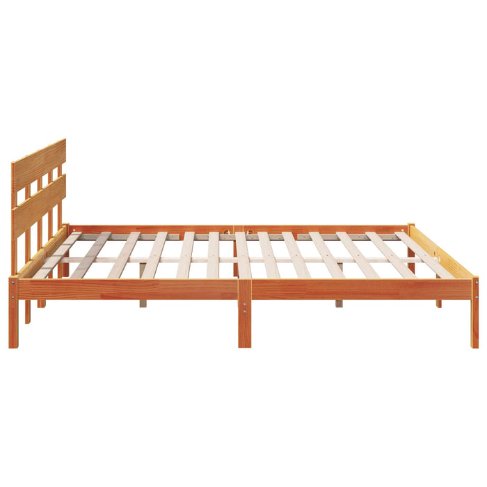 Cadru de pat cu headboard Maro 200 x 200 cm Lemn masiv de pin - WALTI WALTI