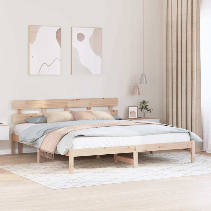 Cadru de pat cu headboard Maro 180 x 200 cm Lemn masiv de pin - WALTI WALTI