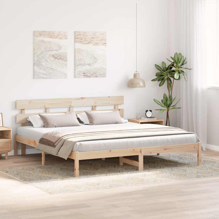 Cadru de pat cu headboard Maro 180 x 200 cm Lemn masiv de pin - WALTI WALTI
