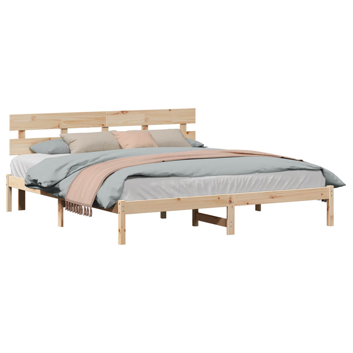 Cadru de pat cu headboard Maro 180 x 200 cm Lemn masiv de pin - WALTI WALTI