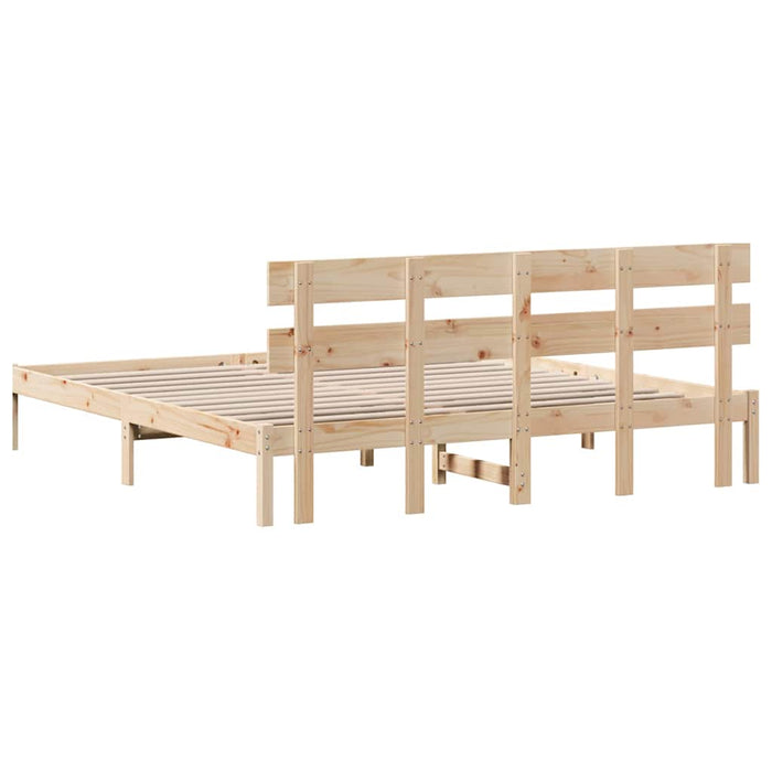 Cadru de pat cu headboard Maro 180 x 200 cm Lemn masiv de pin - WALTI WALTI