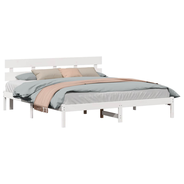 Cadru de pat cu headboard Alb 180 x 200 cm Lemn masiv de pin - WALTI WALTI
