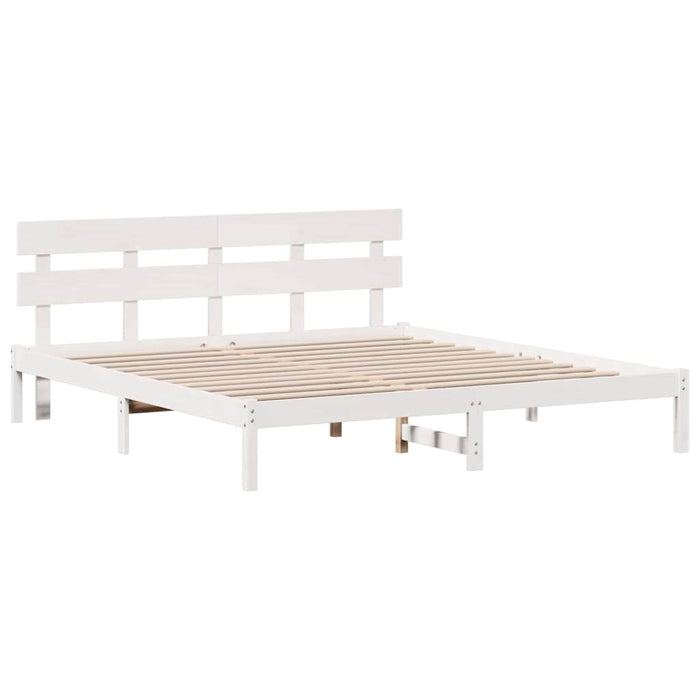 Cadru de pat cu headboard Alb 180 x 200 cm Lemn masiv de pin - WALTI WALTI