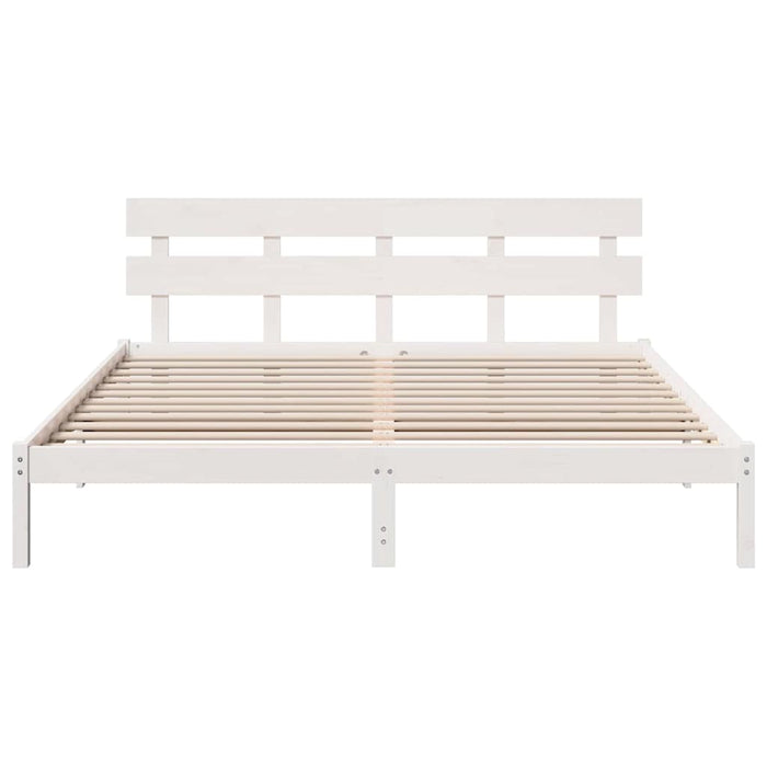 Cadru de pat cu headboard Alb 180 x 200 cm Lemn masiv de pin - WALTI WALTI