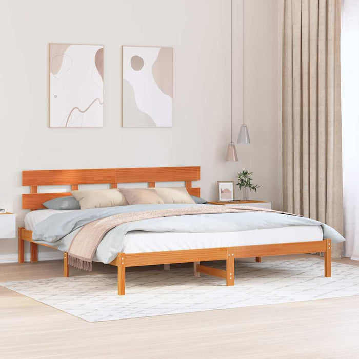 Cadru de pat cu headboard Maro 180 x 200 cm Lemn masiv de pin - WALTI WALTI