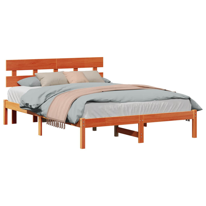 Cadru de pat cu headboard Maro 150 x 200 cm Lemn masiv de pin - WALTI WALTI