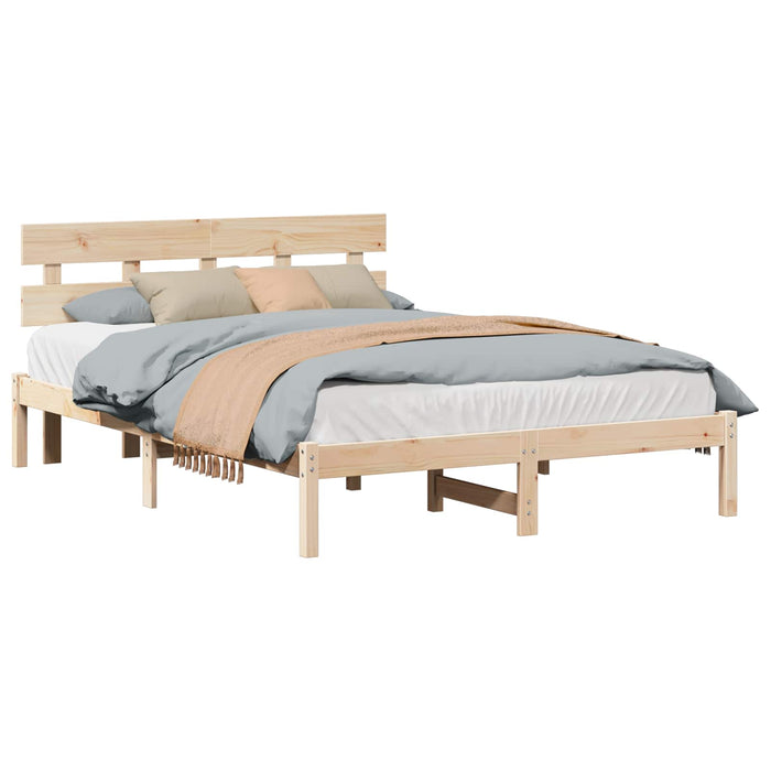 Cadru de pat cu headboard Maro 140 x 200 cm Lemn masiv de pin - WALTI WALTI