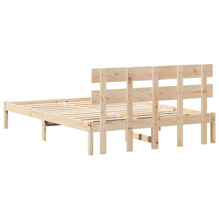 Cadru de pat cu headboard Maro 140 x 200 cm Lemn masiv de pin - WALTI WALTI