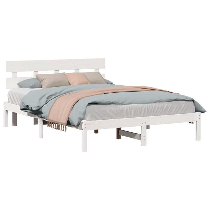Cadru de pat cu headboard Maro 140 x 200 cm Lemn masiv de pin - WALTI WALTI