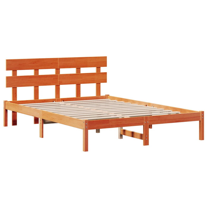 Cadru de pat cu headboard Maro 140 x 200 cm Lemn masiv de pin - WALTI WALTI
