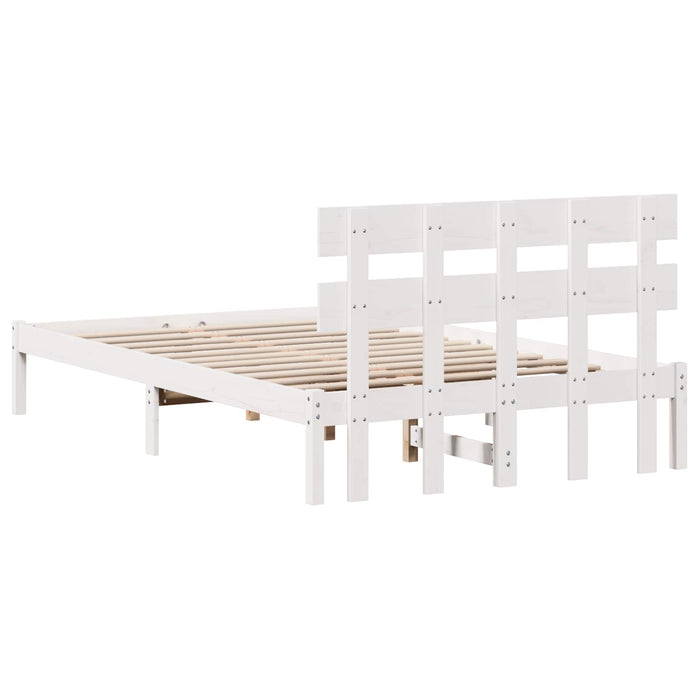 Cadru de pat cu headboard Alb 120 x 200 cm Lemn masiv de pin - WALTI WALTI