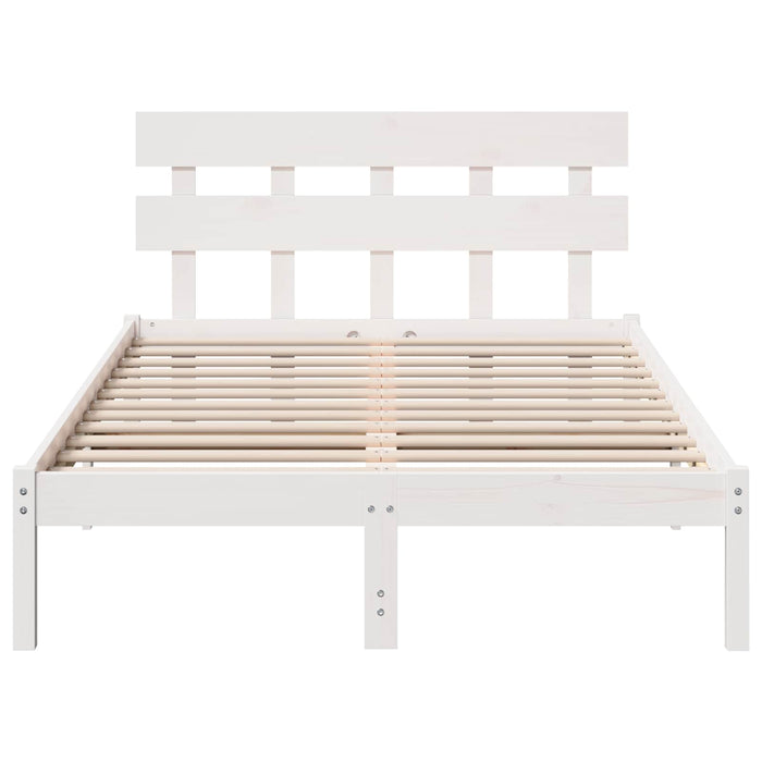 Cadru de pat cu headboard Alb 120 x 200 cm Lemn masiv de pin - WALTI WALTI