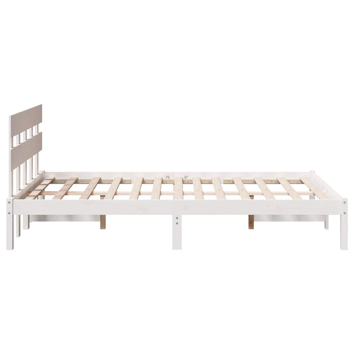 Cadru de pat cu headboard Alb 120 x 200 cm Lemn masiv de pin - WALTI WALTI