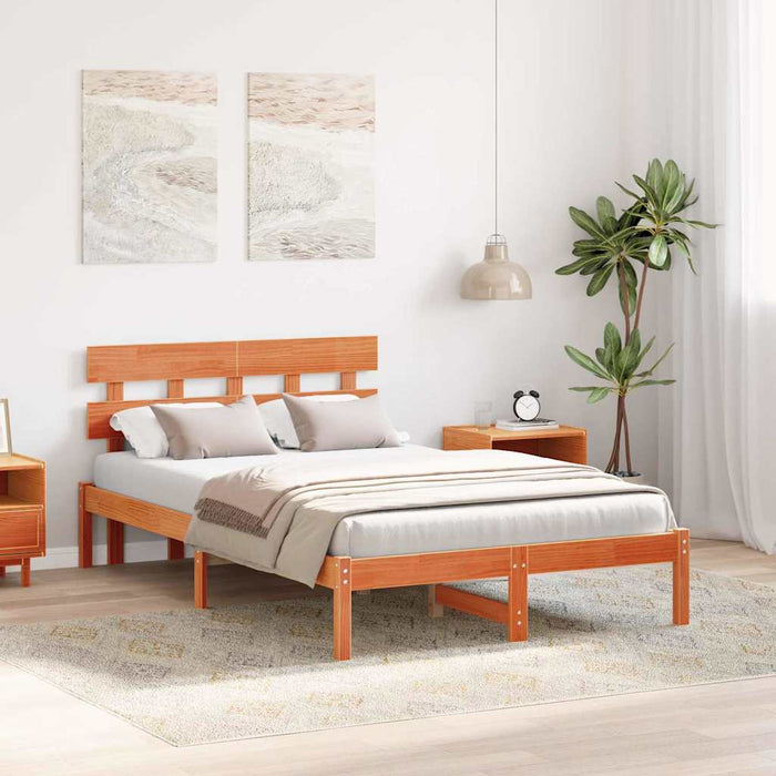 Cadru de pat cu headboard Maro 120 x 190 cm Lemn masiv de pin WALTI