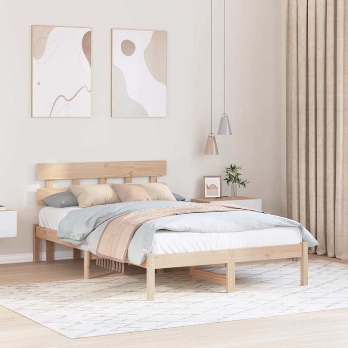 Cadru de pat cu headboard Maro 140 x 190 cm Lemn masiv de pin - WALTI WALTI