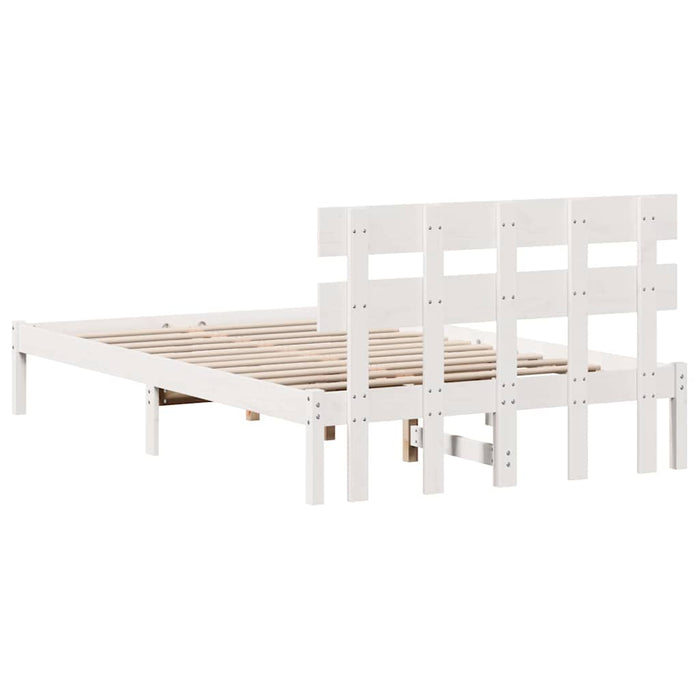 Cadru de pat cu headboard Alb 140 x 190 cm Lemn masiv de pin - WALTI WALTI