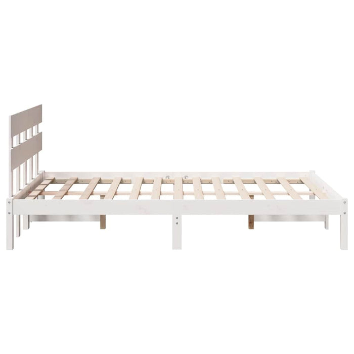 Cadru de pat cu headboard Alb 140 x 190 cm Lemn masiv de pin - WALTI WALTI