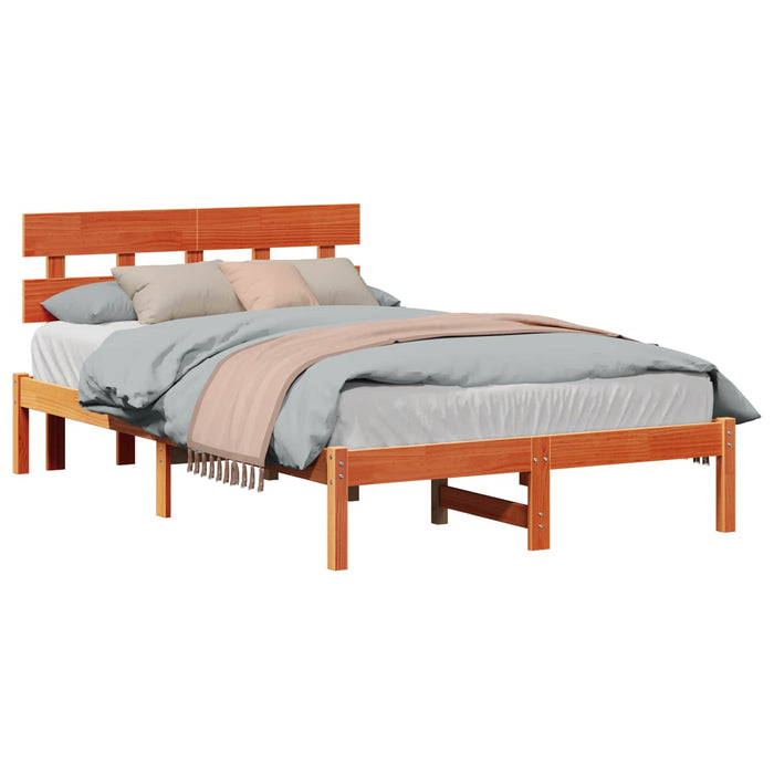Cadru de pat cu headboard Maro 140 x 190 cm Lemn masiv de pin WALTI