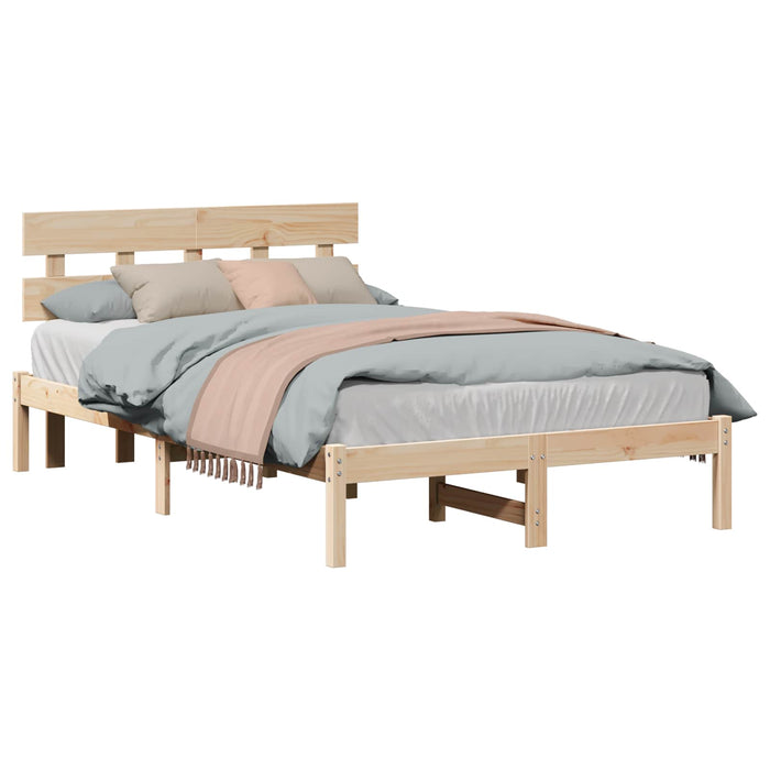 Cadru de pat cu headboard Maro 135 x 190 cm Lemn masiv de pin - WALTI WALTI