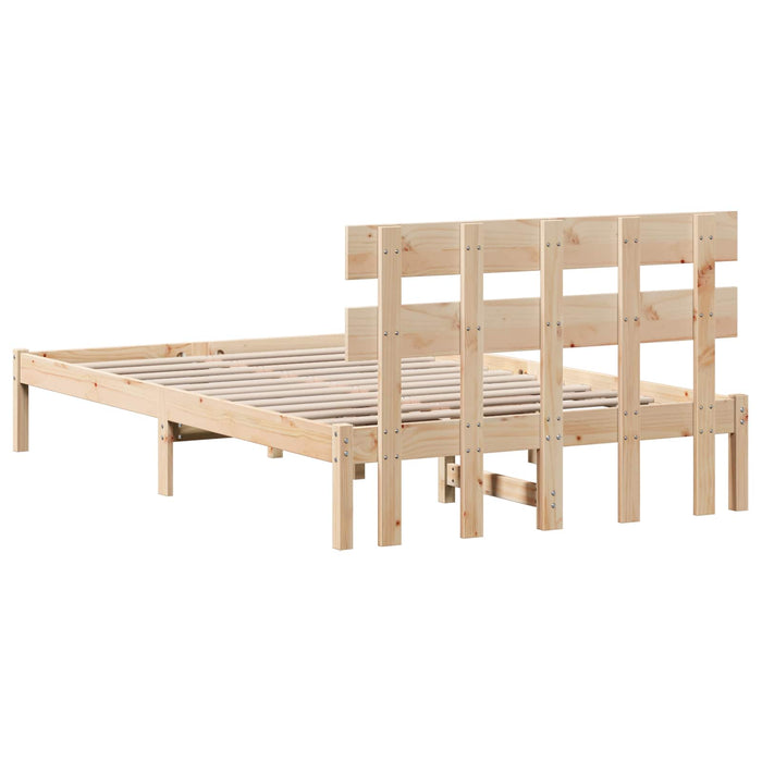 Cadru de pat cu headboard Maro 135 x 190 cm Lemn masiv de pin - WALTI WALTI