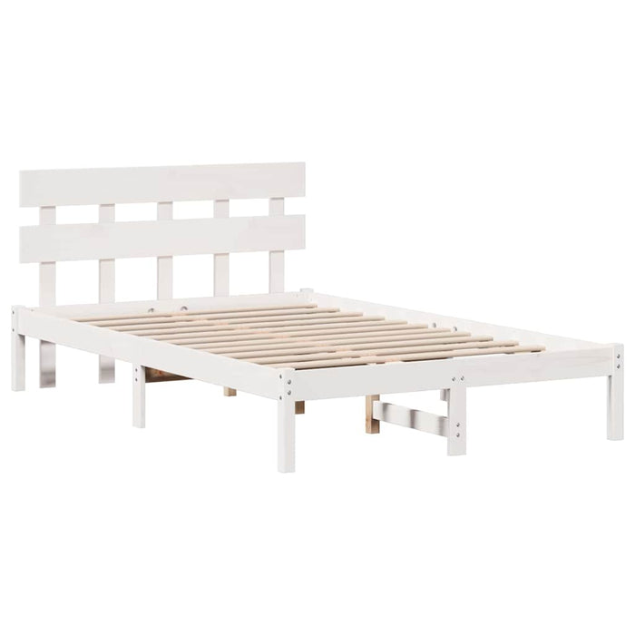 Cadru de pat cu headboard Alb 135 x 190 cm Lemn masiv de pin - WALTI WALTI